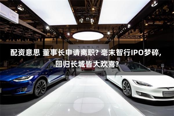配资意思 董事长申请离职? 毫末智行IPO梦碎, 回归长城皆大欢喜?